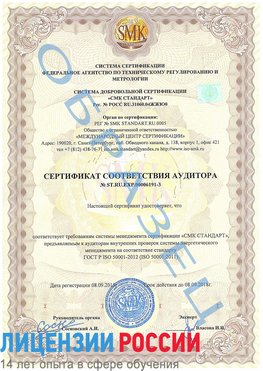 Образец сертификата соответствия аудитора №ST.RU.EXP.00006191-3 Казань Сертификат ISO 50001